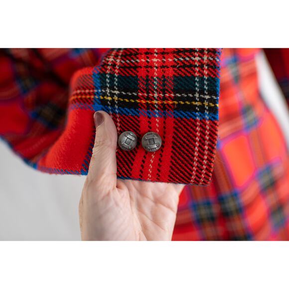 Vintage 60s Red Plaid Tartan Wool Blazer, Academia Preppy Jacket, Retro Mod, Med - Picture 8 of 11